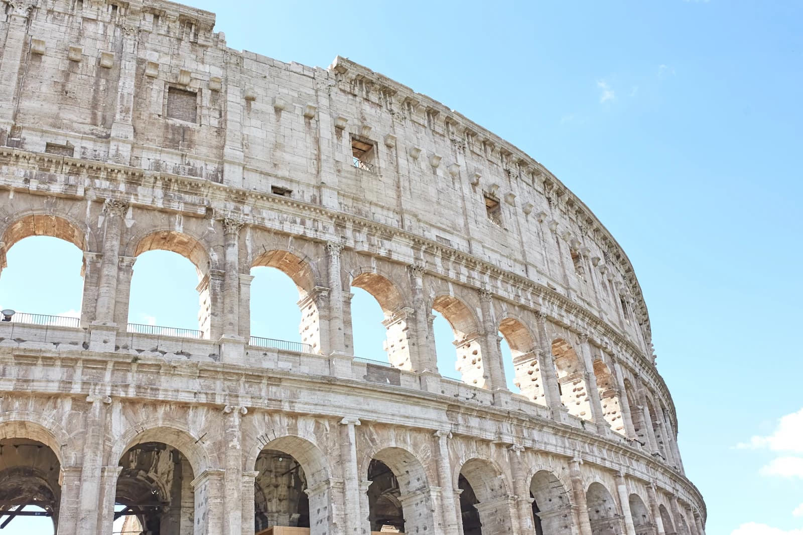 Sunlight on the arches of the Colosseum in Rome